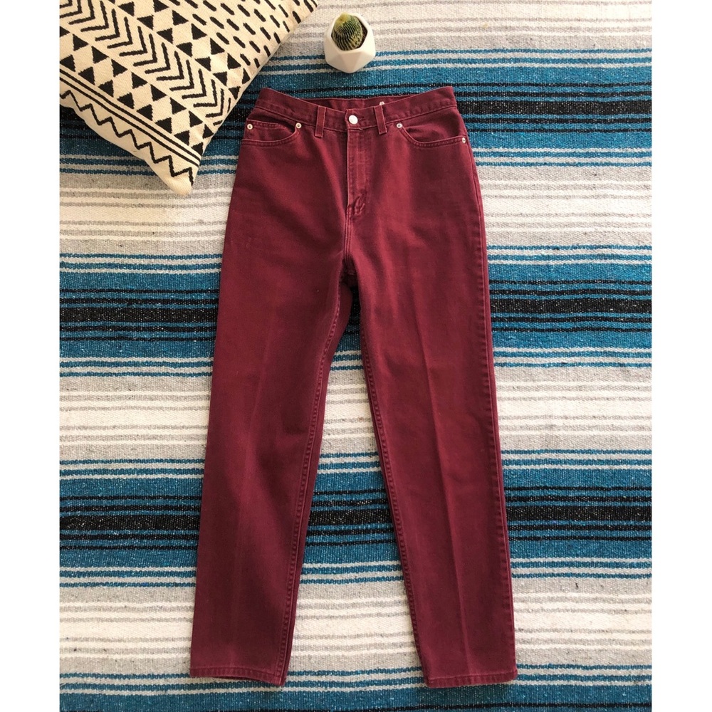Vintage Wine Red High Waisted Jeans